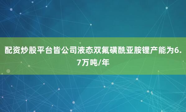 配资炒股平台皆公司液态双氟磺酰亚胺锂产能为6.7万吨/年